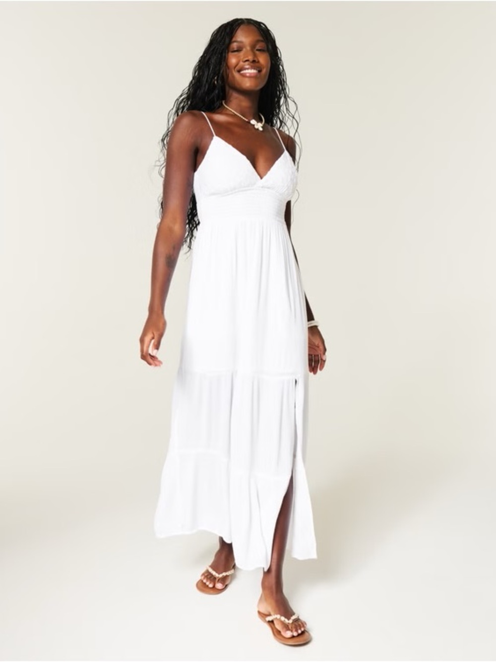 Hollister Embroidered Babydoll Maxi Dress